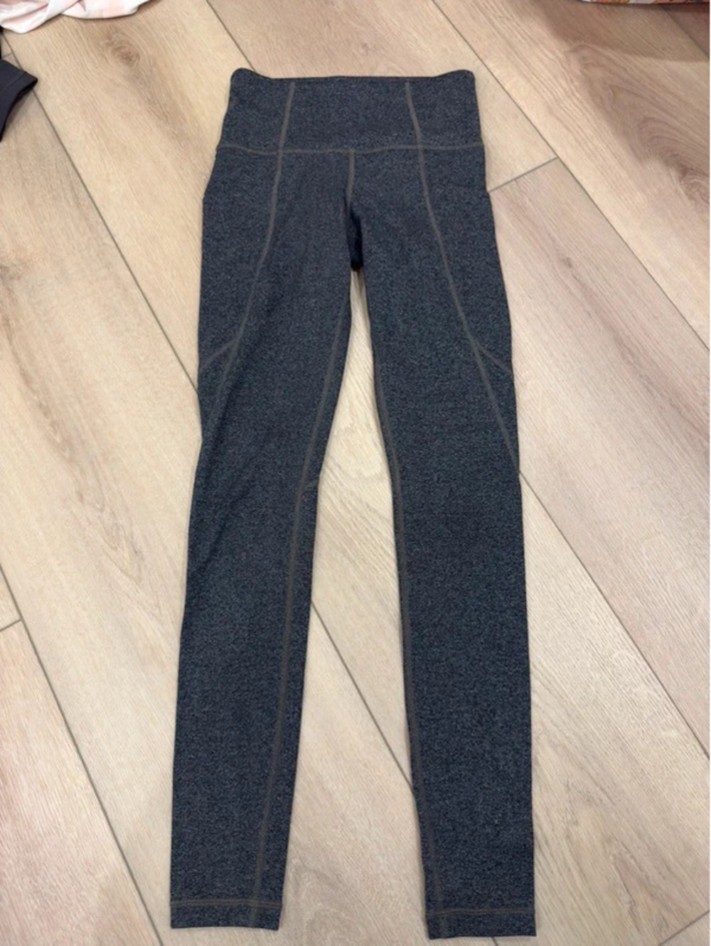 Athleta Heather Gray High Rise Full Length Leggings Contrast Seams
